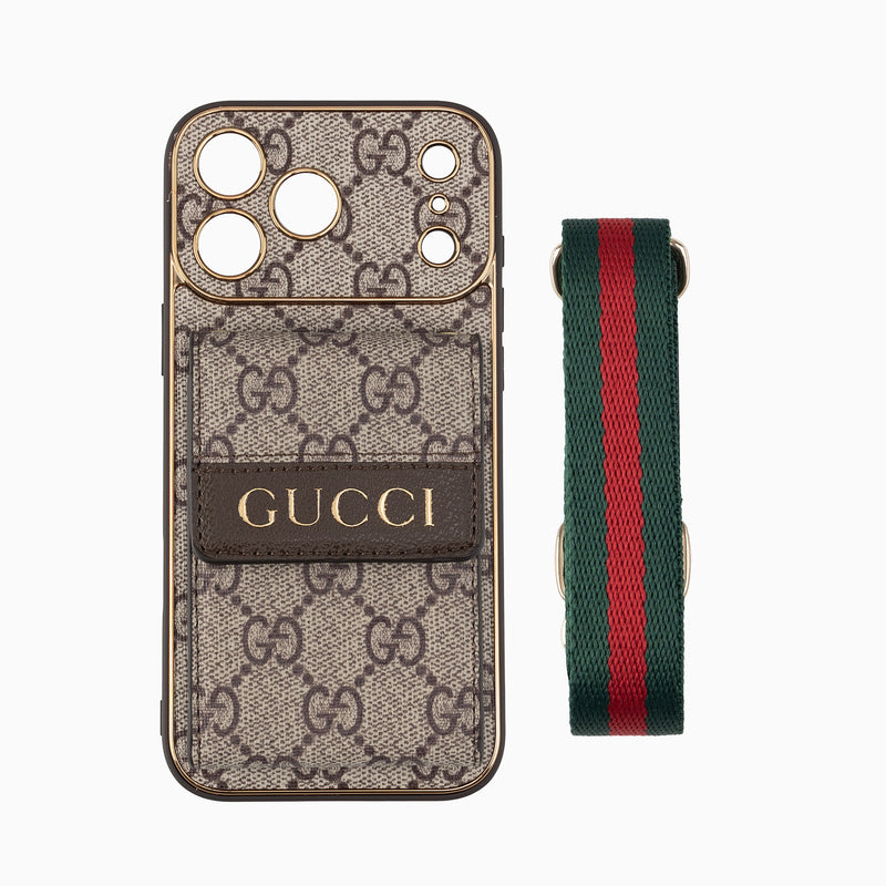 Vintage Monogram Wallet iPhone Case with Crossbody Strap