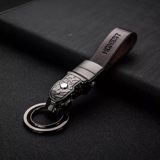 Genuine Leather Car Keychain – Premium Key Ring Chain for Men