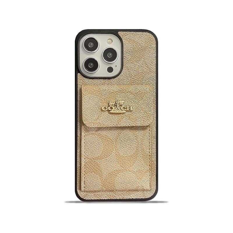 Classic iPhone Case With Card Holder Wallet Coffee