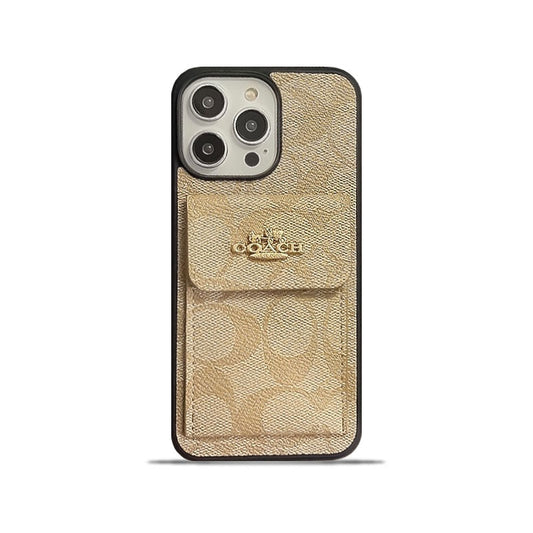 Classic iPhone Case With Card Holder Wallet Coffee