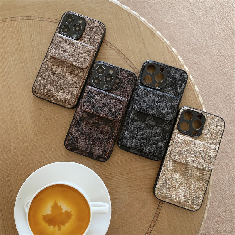 Classic iPhone Case With Wallet Dark Brown-