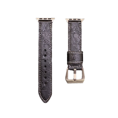 Leather Monogram Apple Watch Bands Leather Blue