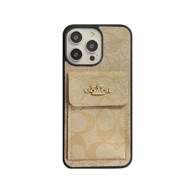 Classic iPhone Case With Card Holder Wallet Coffee