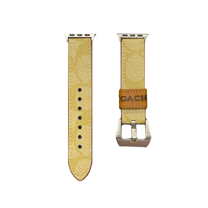 Leather Coach Apple Watch Band Black-