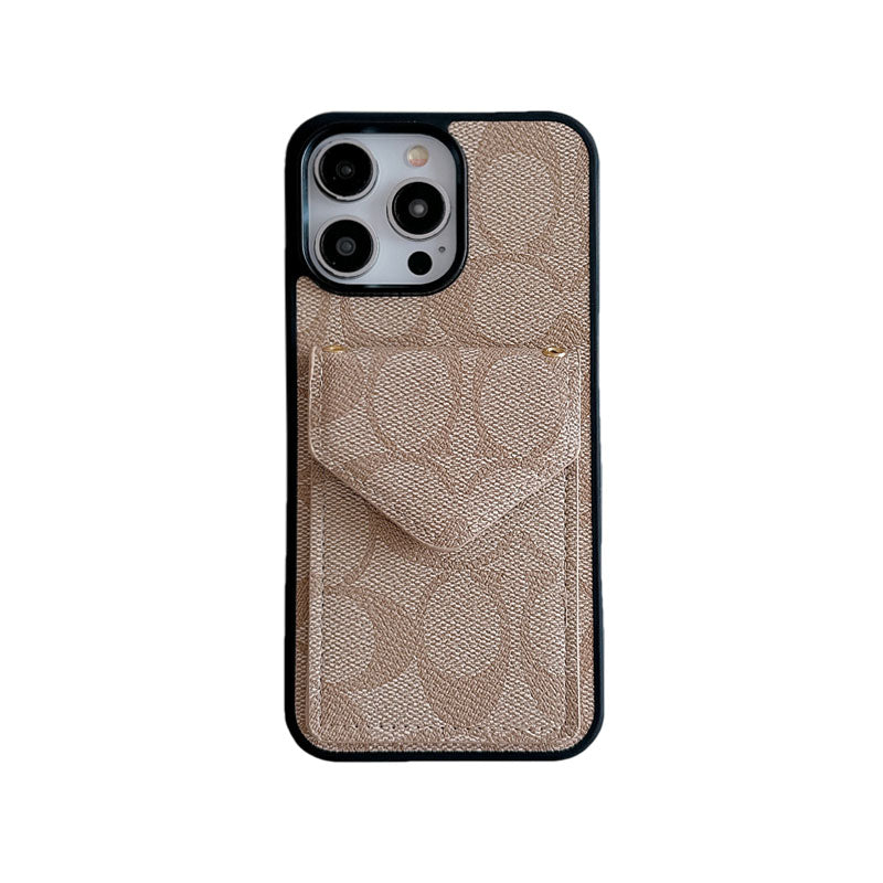 Classic iPhone Case With Card Holder And Strap Light Black