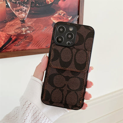 Classic iPhone Case With Wallet Dark Brown-