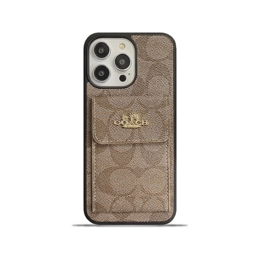 Classic iPhone Case With Card Holder Wallet Light Brown
