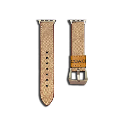 Leather Coach Apple Watch Band Light Brown-