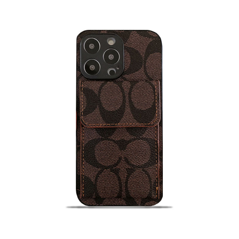 Classic iPhone Case With Wallet Dark Brown-