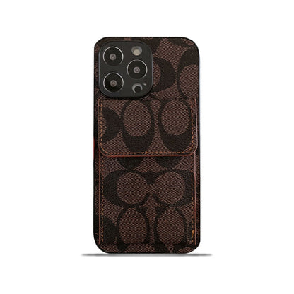 Classic iPhone Case With Wallet Dark Brown-