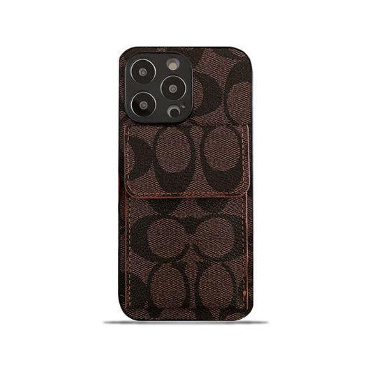 Classic iPhone Case With Wallet Dark Brown-