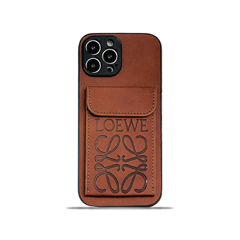 Luxury iPhone Case With Card Holder Brown-