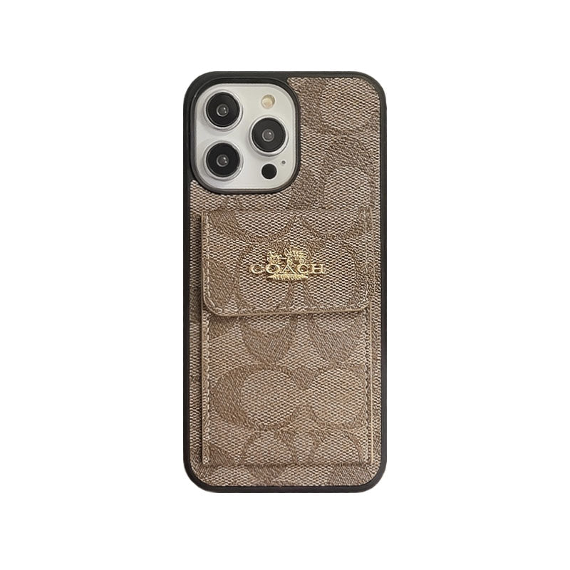 Classic iPhone Case With Card Holder Wallet Coffee
