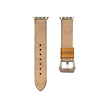 Leather Coach Apple Watch Band Dark brown-