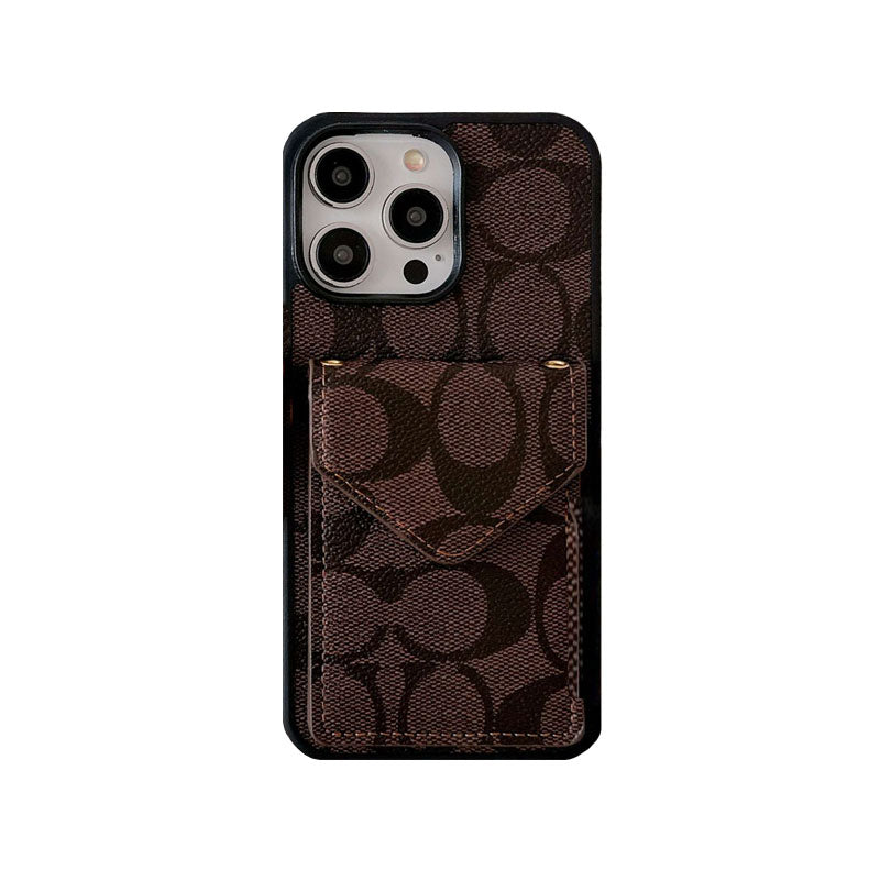 Classic iPhone Case With Card Holder And Strap Light Black