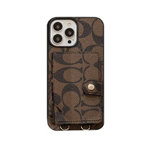 Classic iPhone Case With Wallet And Strap Brown