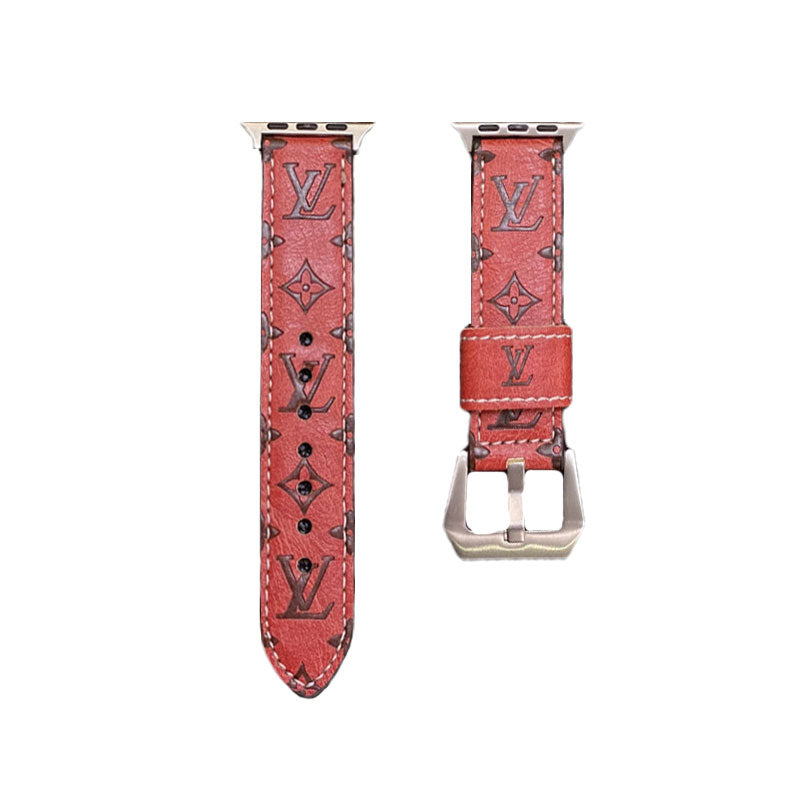 Leather Monogram Apple Watch Bands Leather Blue