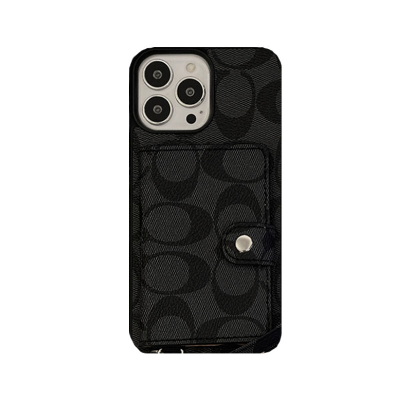 Classic iPhone Case With Wallet And Strap Brown