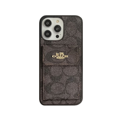 Classic iPhone Case With Card Holder Wallet Light Brown