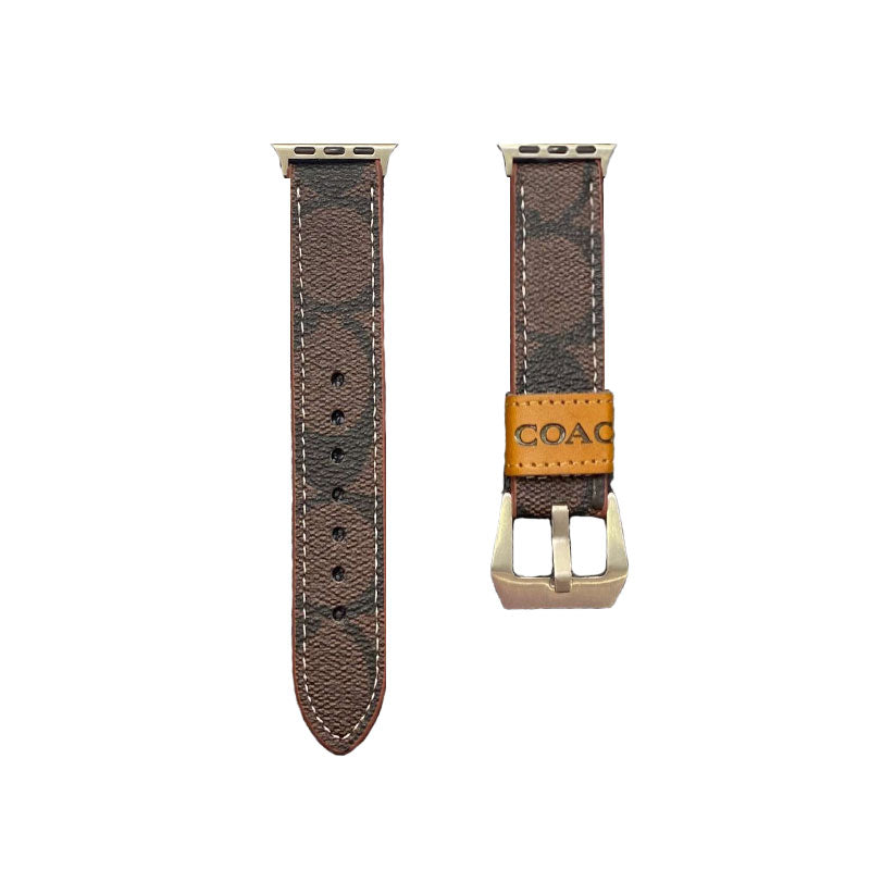Leather Coach Apple Watch Band Light Brown-