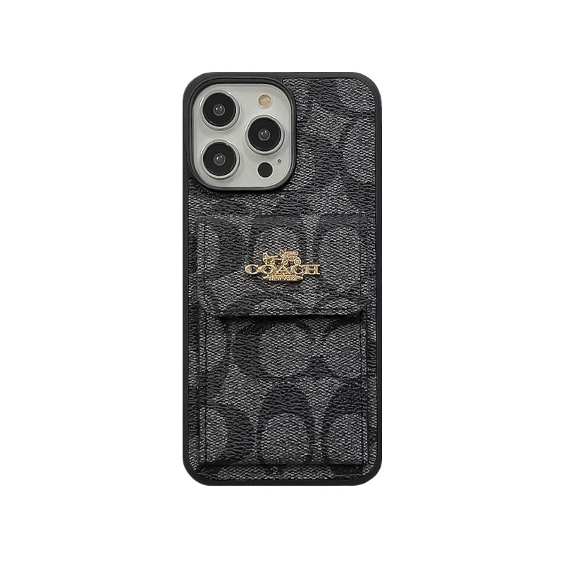 Classic iPhone Case With Card Holder Wallet Light Brown