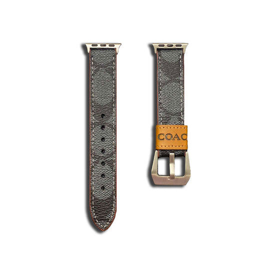 Leather Coach Apple Watch Band Black-