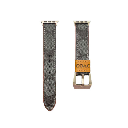 Leather Coach Apple Watch Band Light Brown-