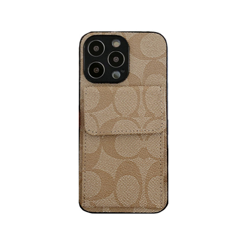 Classic iPhone Case With Wallet Dark Brown-