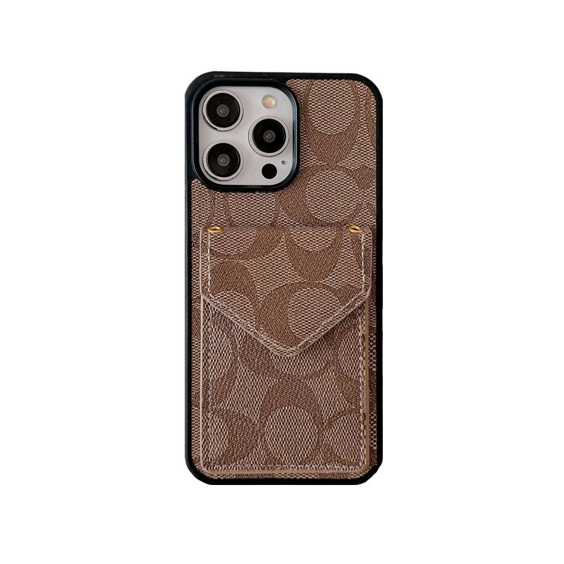 Classic iPhone Case With Card Holder And Strap Light Black