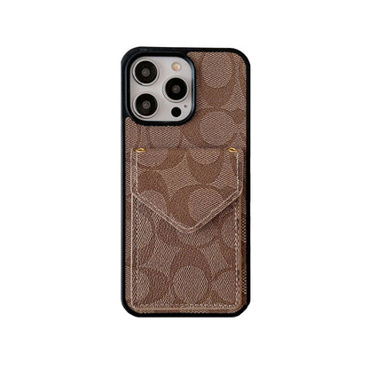 Classic iPhone Case With Card Holder And Strap Light Black