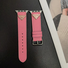 Double Triangle Monogram Label Leather Apple Watch Band