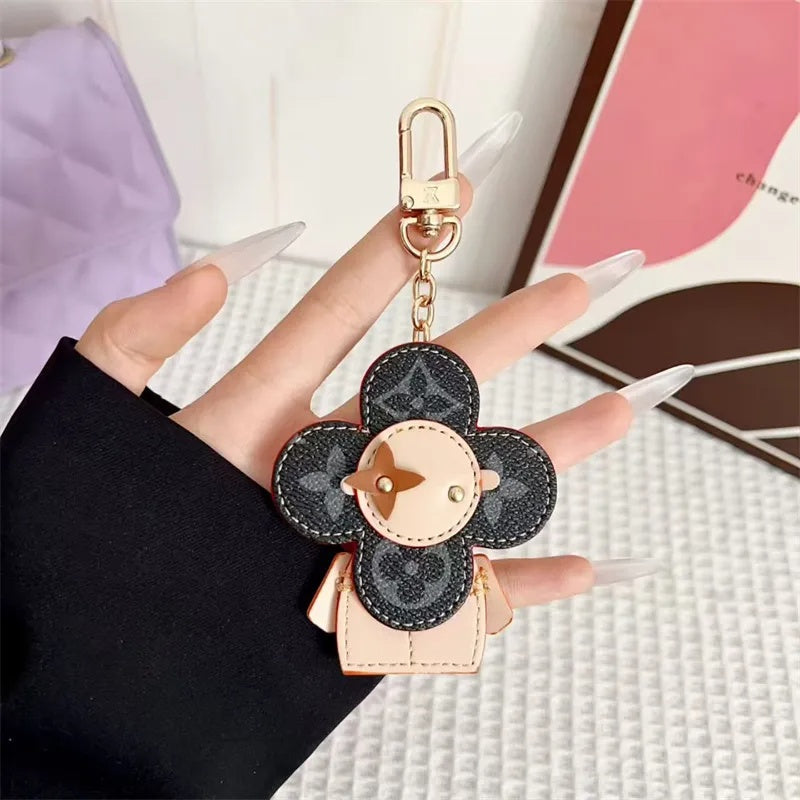 Flower Leather Bag Charm | Cute Keychain