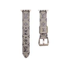 Leather Monogram Apple Watch Bands Leather Blue