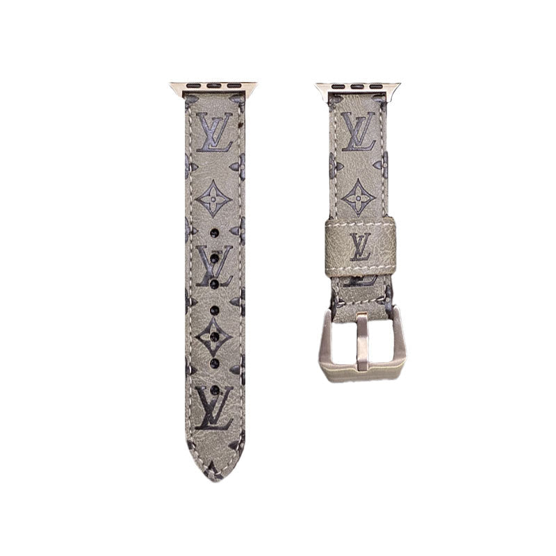 Leather Monogram Apple Watch Bands Leather Blue