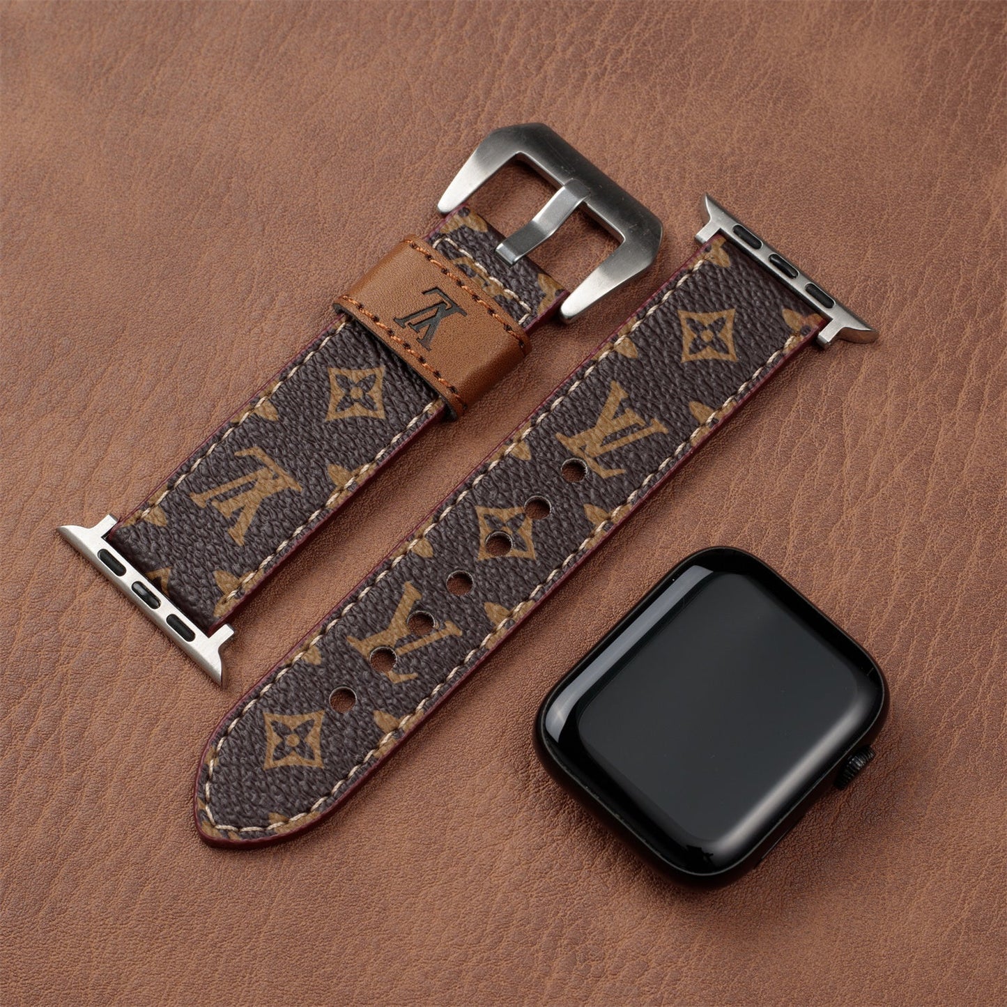 Leather Monogram Apple Watch Bands