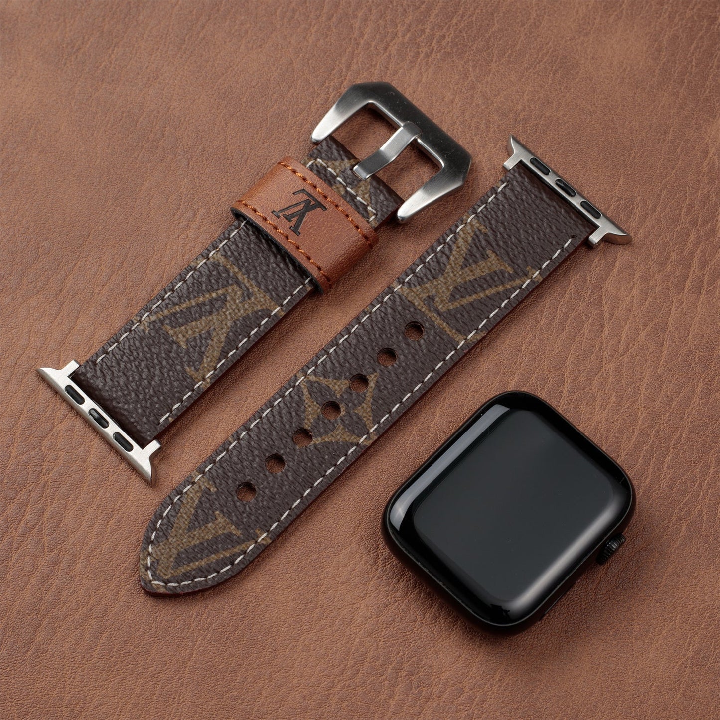 Leather Monogram Apple Watch Bands