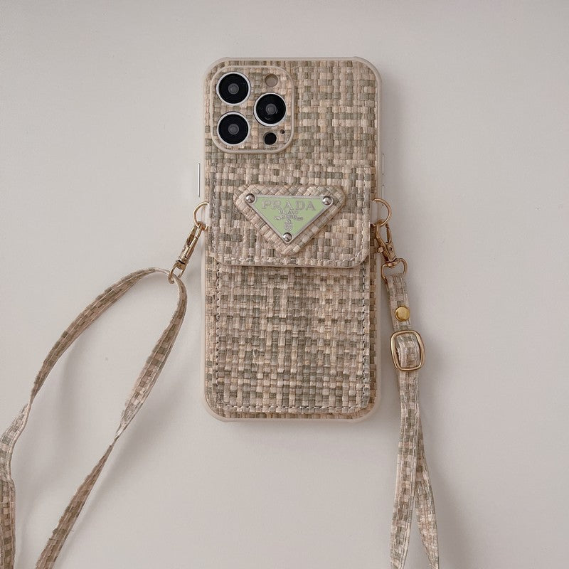 Luxury Weave Card Bag Crossbody iPhone Case