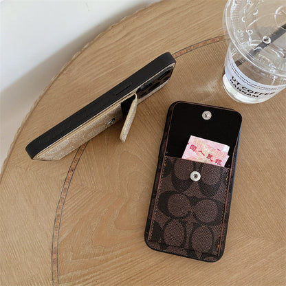 Classic iPhone Case With Wallet Dark Brown-