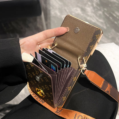 Luxury Advanced Leather Samsung Phone Case with Wallet and Strap.