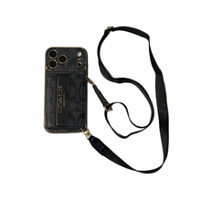 Vintage Signature Pattern iPhone Case | Card Holder & Crossbody Strap