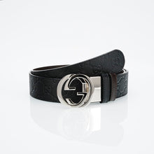 GG Reversible Leather Belt with Silver Buckle