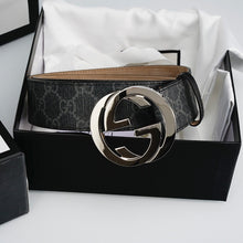 GG Reversible Leather Belt with Silver Buckle