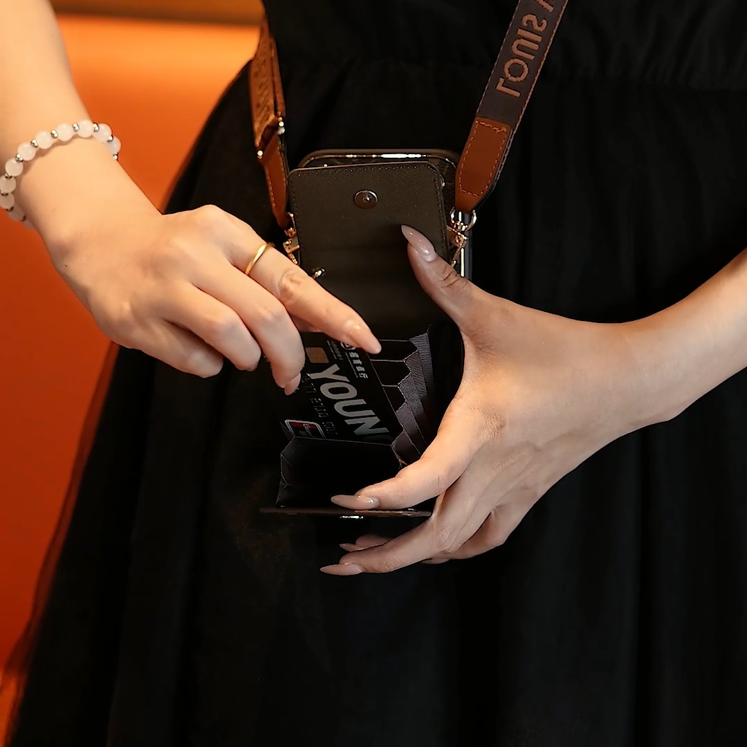 New Classic Luxury Card Holder iPhone Case with Crossbody Strap 012