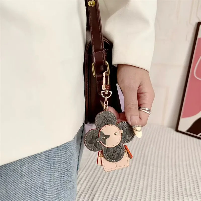 Flower Leather Bag Charm | Cute Keychain