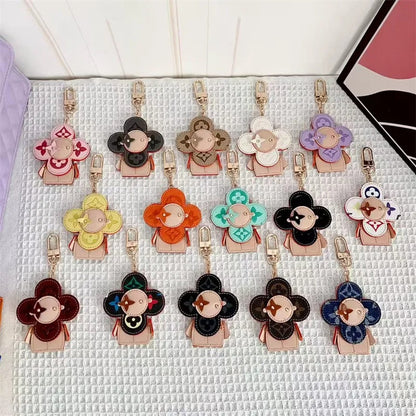 Flower Leather Bag Charm | Cute Keychain