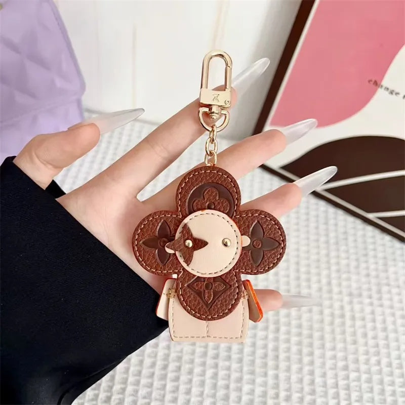 Flower Leather Bag Charm | Cute Keychain