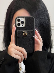 Luxury iPhone Case With Card Holder Black-