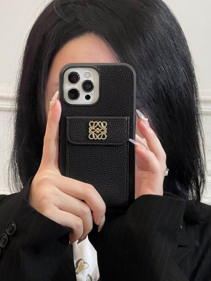 Luxury iPhone Case With Card Holder Black-