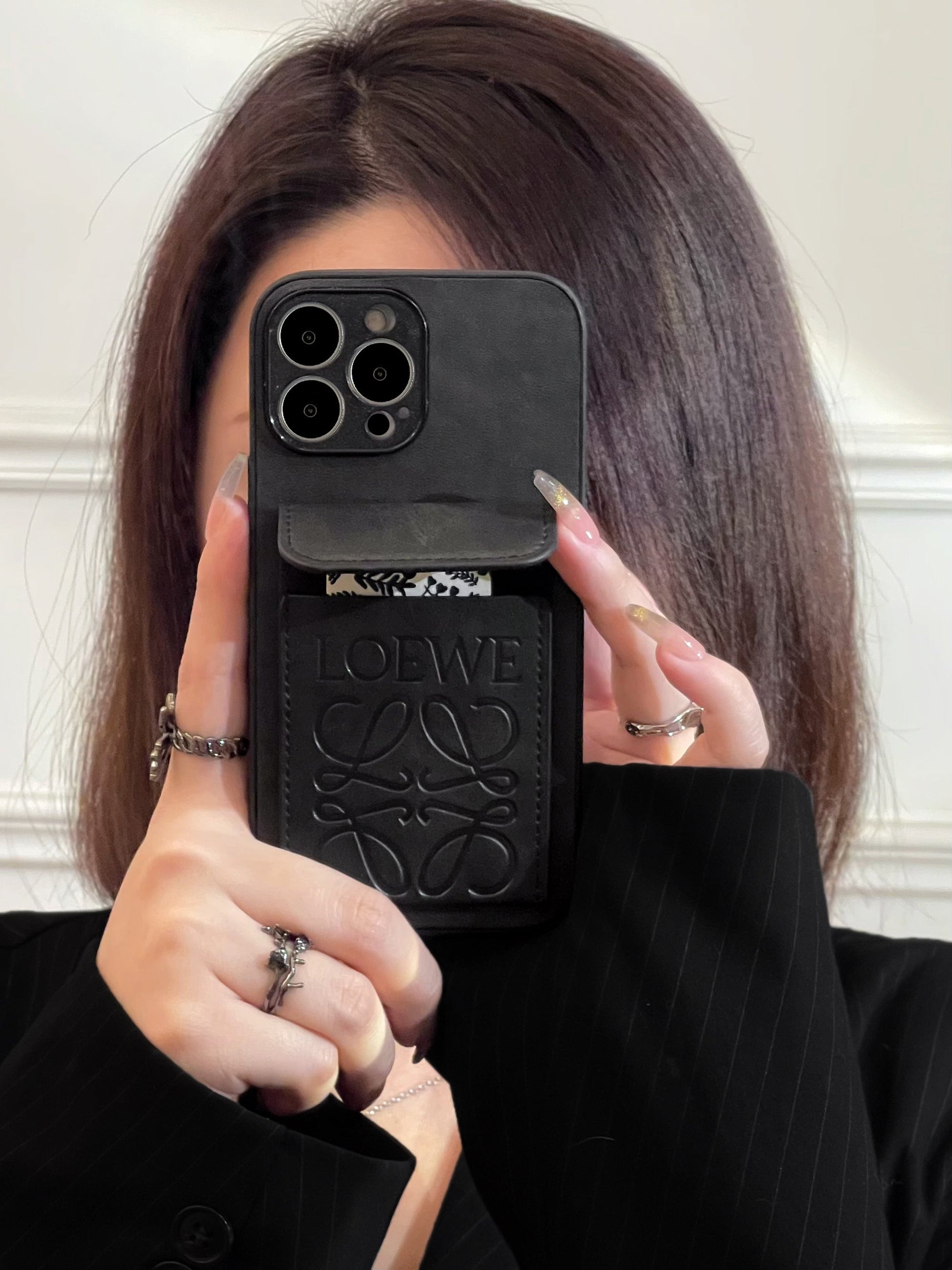 Luxury iPhone Case With Card Holder Black-