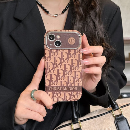 Fashion White & Brown Color Leather iPhone Case